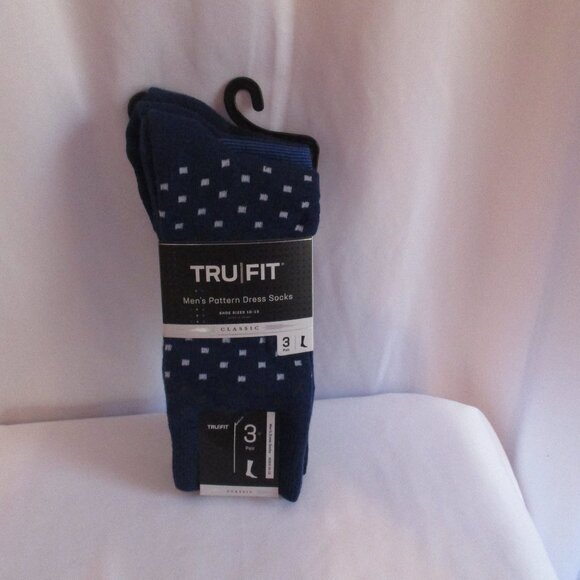 3 Pairs TRU FIT MEN'S Pattern Dress Socks Shoe Sizes 10-13 - Picture 1 of 3